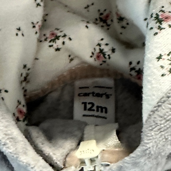 Carter's- Gray Onesie with Floral Lining - Picture 2 of 5